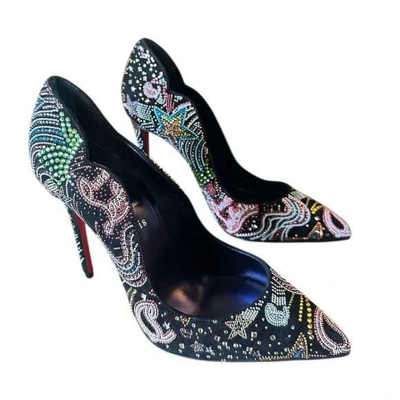 Christian Louboutin Hot Chick starlight Strass Crystal 100mm heels RETAIL 3,295